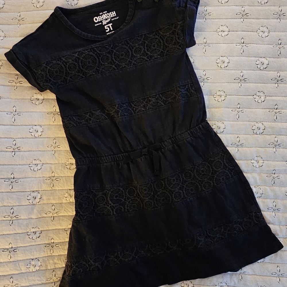 OshKosh B'gosh Navy Short-Sleeve Lace-Panel Dress